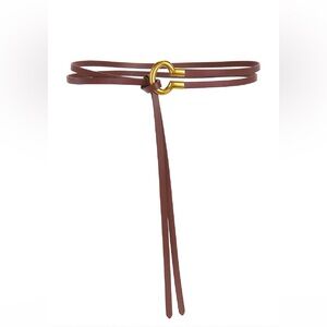 Lovers + Friends Malabar Leather Belt - Brown & Gold - Adjustable Tie Closure